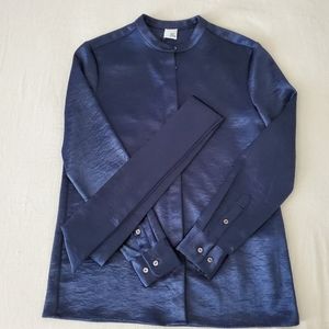 Iris and Ink navy button up blouse